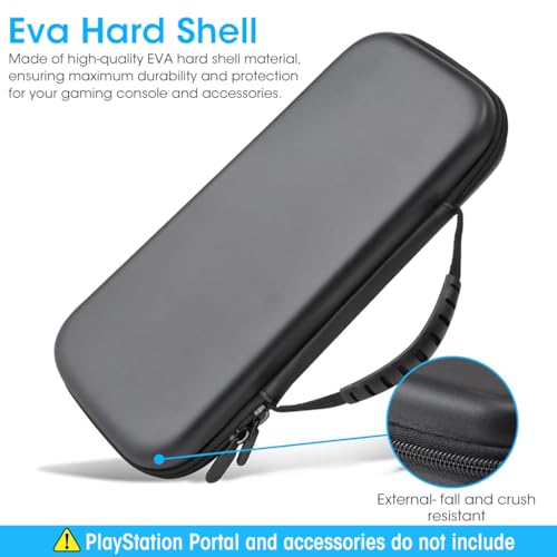 ZORBES® Polyurethane Carrying Case for PlayStation Portal Handheld Gaming Console Portable Hard Shell Storage Bag Travel Accessories Black 2 PCS