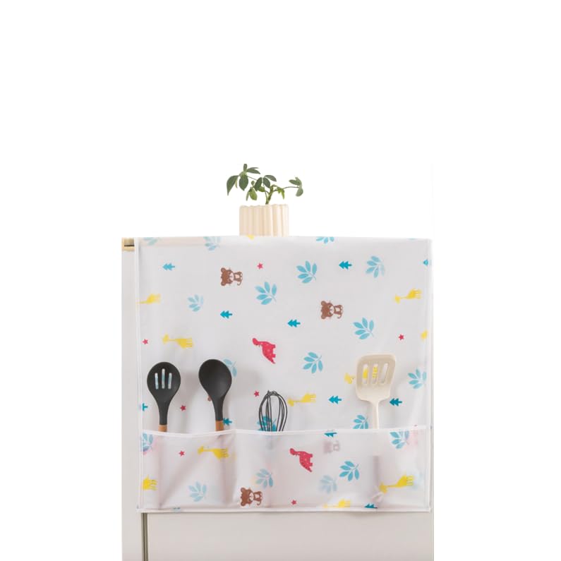 ZIBUYU Fridge Cover for Single Door Refrigerator with 6 Utility Pockets 130x54cm Waterproof PEVA | Dust and Scratch Protection