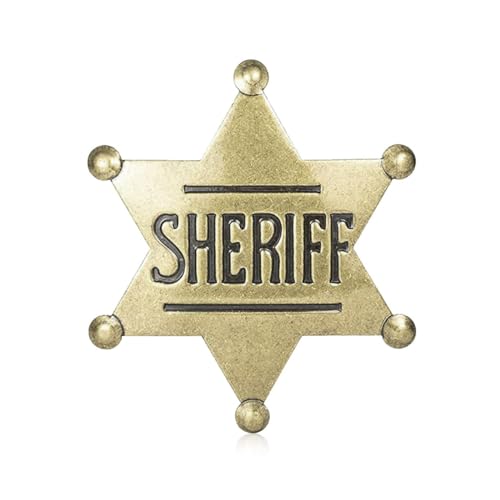 Venzina® Star Badge Lapel Pin Sheriff Badge Star Pins Brooch 2.6in Zinc Alloy Cowboy Hat Badge Kids Rewards Gift for Veterans Day Theme Party Costume Decor