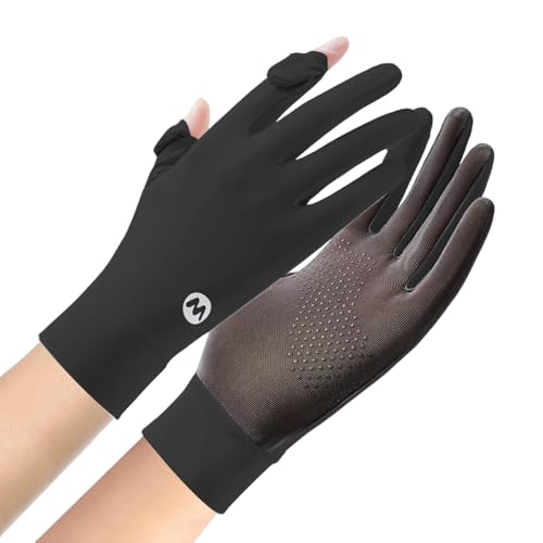 SANNIDHI® Driving Gloves for Women Cool Ice Silk Breathable Mesh Gloves UPF 50+ Sun Gloves with Open Fingers Tips Anti-skid Sun Gloves for Riding, Golfing, Driving