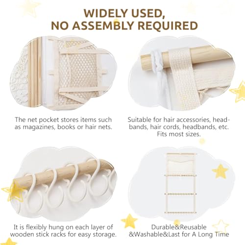 SNOWIE SOFT Hair Accessories Organizer Rack Wall Hanging Storage Rack for Hair Clips Headbands Silk Scarf Hair Ties Hair Bands Girls Hair Accessories Organizer Rack