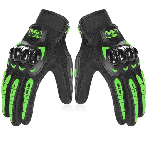 Proberos® Riding Gloves Green Unisex Motorcycle Gloves for Men and Women Anti-Slip Bike Riding Gloves Touch Screen Hard Knuckle Gloves for Outdoor Sports Cycling Motorcycle Hiking Climbing(Size: L)