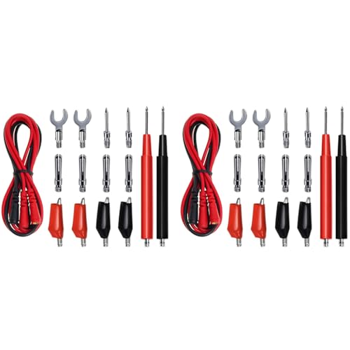 Serplex® 16-in-1 Multimeter Test Leads Kit for 4mm Insulated Silicone Jumper Wires with Alligator Clips Testing Power Probes Banana Plug Electronics Circuit Connection 2PCS