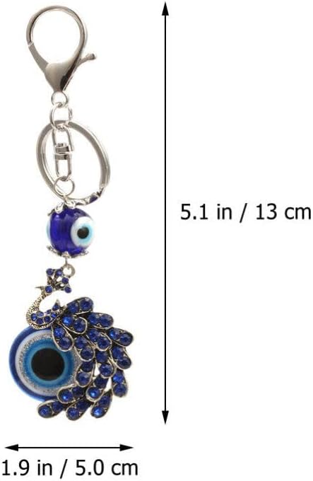 ZIBUYU® Peacock Shape Pendant Blue Evil Eye Keychain Crystal alloy peacock Keyring for Men and Women (Pack of 1)