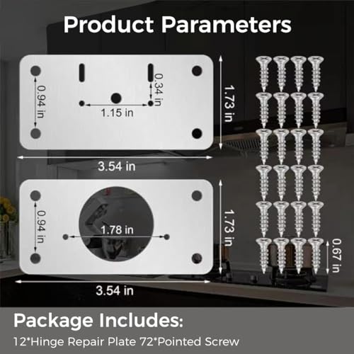 Serplex® 36PCS Hinge Repair Plates and Screws Pack Auto Concealed with Pre-Punched Holes Universal Stainless Steel Door for Cabinets Cupboard Wardrobes