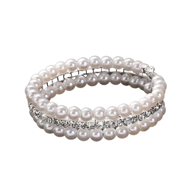 ZIBUYU® Vintage Pearl Bracelet 3-Row Pearl