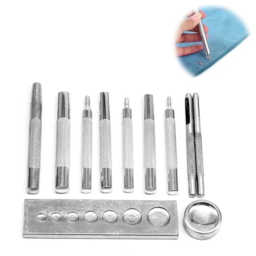 Serplex® 11pcs Craft Tool Die Punch Tool Kit for Snap Buttons Punch Tools for Snap Buttons Multi Sizes Snap Fasteners Installation Accessories Tools for Punch Hole and Install Rivet Button