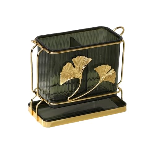 Supvox® Kitchen Utensil Holder Wall Mount, Toothbrush Holders Utensil Drying Holder with Drain Tray-Green