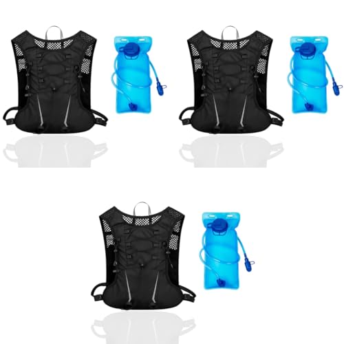 Proberos® 5L Hydration Backpack Vest with 3L Water Bladder Quick Dry Nylon Mesh Pack for Men Women Multi Pockets Ultra Lightweight Fashion Outdoor Gear Hiking Trail Running 3PCS