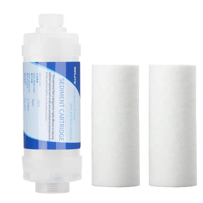 Serplex® Shower System Water Filter Cartridge, with 2 Cotton Filtration Refills, Universal 1/2 inch Pipe Thread, External Water Filtration Cartridge for Bathroom, Kitchen, Washing Machine