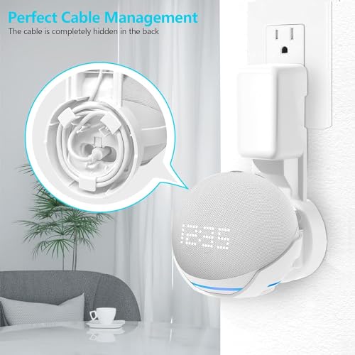ZORBES® Wall Adapter Holder for Echo Dot 4th Gen 5th Gen Smart Speaker Accessories Built-in Plug Cable Management with Stand Speakers Holder Only 3PCS