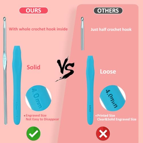 HASTHIP® Crochet Hook Set 9 Sizes Full & 12 Lace Kit Yarn Needles Stitch Markers Storage Bag for DIY Craft Flowers Shrug 2 PCS