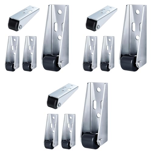 Serplex® 12PCS Rigid Caster Wheels with 360 Degree Smooth Mobility Heavy Duty Side Mount Wooden Door Drooping Support Bottom Pulley Directional 2.68 Inches