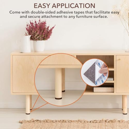 HASTHIP® 4Pack Furniture Felt Pads 3M Non Slip Self Adhesive Cuttable Heavy Duty Noise Reduction Floor Protector for Hardwood Floors Chair 2PCS