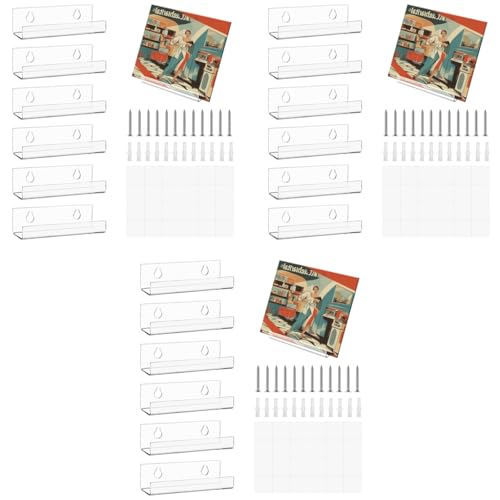 HASTHIP® 6 Pack Clear Vinyl Record Shelf Wall Mount Acrylic Album Holder Display Invisible Storage Hanger CD Floating Wall for Home Office 4 inch 3 PCS