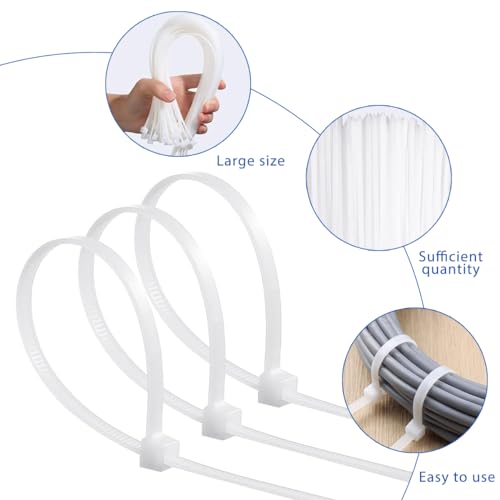 HASTHIP® 100Pcs Reusable Cable Ties (200mm x 5mm) with Quick Release Tab Unlockable, Heavy Duty Nylon Wire Organizer Cable tie, Zip Tie, Zip Ties for Cable Management (White)