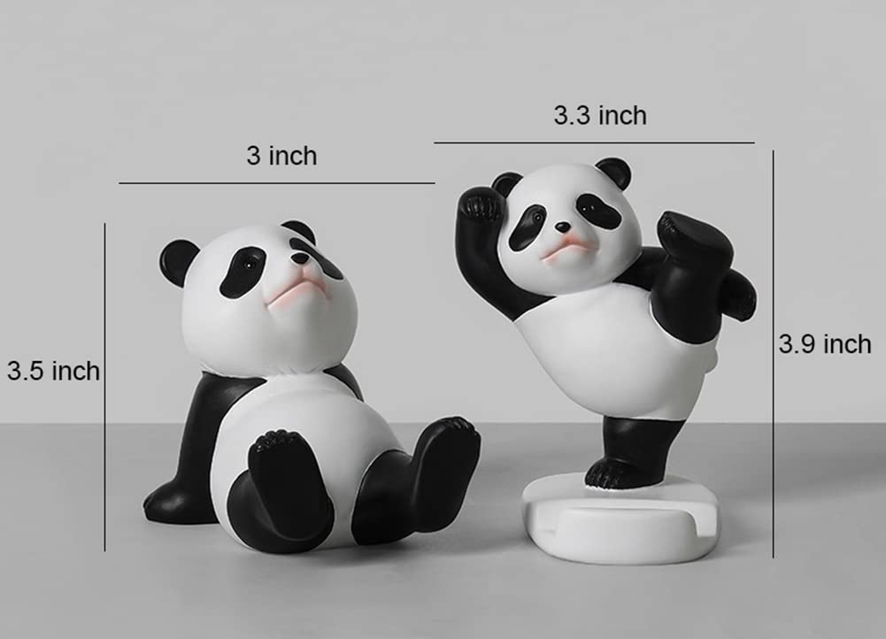 ZIBUYU Phone Stand for Desk Featuring Resin Panda Figurines | Cute 2PCS Home Decor Holder