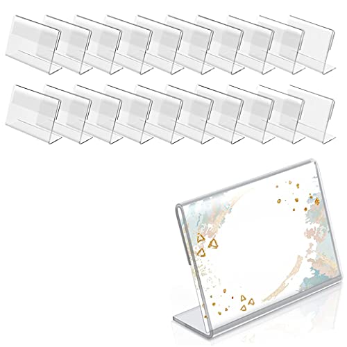 HASTHIP® 20Pcs Acrylic Stands, L Shape Acrylic Sign Display Clear Acryic Name Stand for Label Price Name Card Tag (4*7cm)