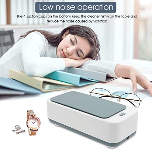 HASTHIP® Mini Jewelry Cleaning Machine, Portable USB Powered High-Frequency Vibration Glasses Cleaning Machine for Cleaning Jewelry, Eyeglasses, Watches, Shaver Heads, White (500ML)