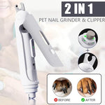 Qpets® 2 in 1 LED Dog Nail Grinder and Clipper USB Cordless Dog Nail Grinder with Manual Nail Cutter Design Low Noise Dog Nail Grinder with 3 Adjustable Speeds