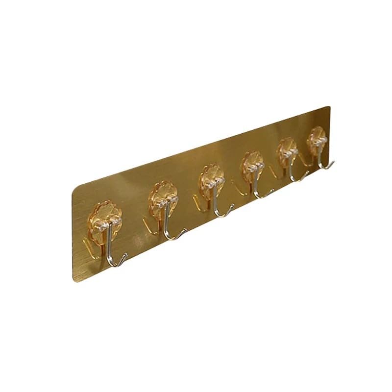 ZIBUYU® Wall Hook 6- in- 1 Sticky Wall Hanger Self-adhesive PVC Metal Hook Rack Wall Sticky Hook Strip No-Drill Wall Hook Organizer Peel-and-Stick Hanging Rack for Wardrobe, Bathroom, Kitchen