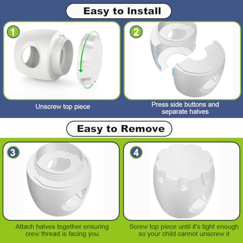 SNOWIE SOFT 4Pcs Child Safety Door Knob Cover Anti-open Door Knob Locking Cover Child Proof Round Door Knob Lock Universal Door Knob Cover