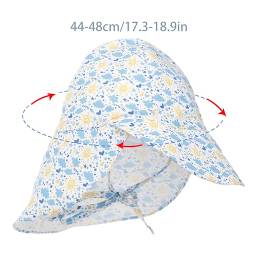 SNOWIE SOFT® Baby Sun Hat for Kids Floral Print Beach Hat for Baby with Neck Flap, Summer UPF 50+ Sun Protection Baby Cap with Adjustable Chin Strap, Windproof Baby Caps 1-3 Years Baby Shower Gifts