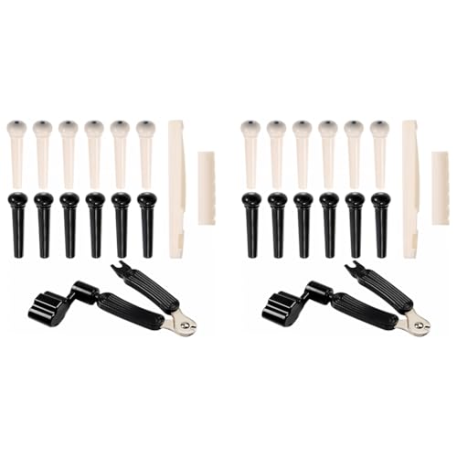 HASTHIP® 28PCS Guitar Repair Kit Includes 12 Bridge Pins, Bridge, String Winder, Saddle, String Cutter Remover Tool Acoustic Accessories Kit