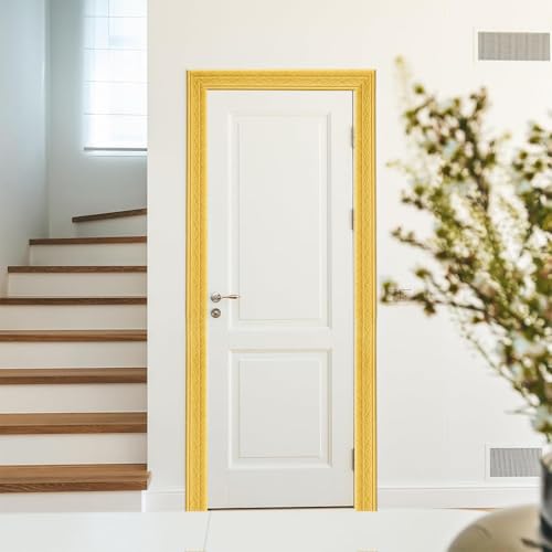 HASTHIP® Peel Stick 3D Foam Molding Trim Self Adhesive Golden Strips for Wall 2.3M x 7.8CM Gold 3 PCS
