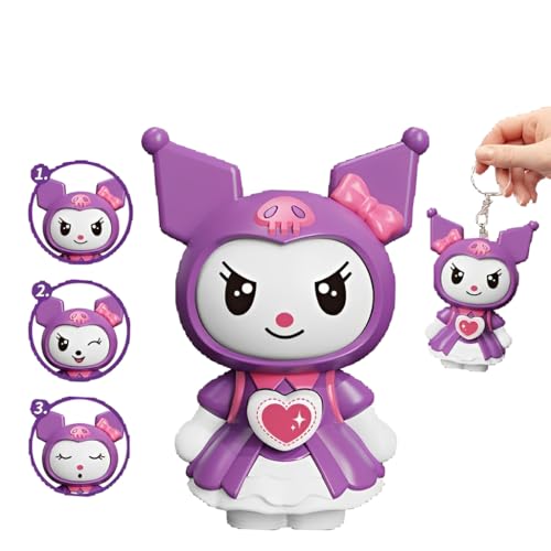ZIBUYU® Kawaii Keychain Charm, Changing Face Cartoon Pink