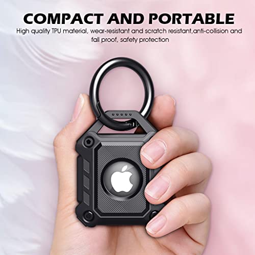 ZIBUYU® AirTag Case TPU Protective Holder Apple AirTags on Keychain Waterproof with Hole Black 3PCS