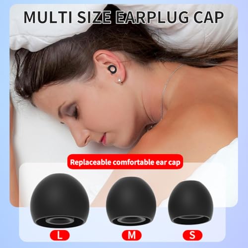 ZIBUYU® Noise Cancelling Ear Plugs for Sleeping Soft Silicone Reusable with Storage Case Black Set Includes Extra Tips 3PCS