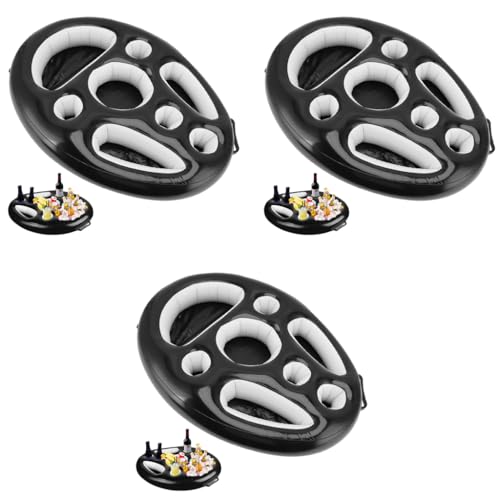 Proberos® Pool Drink Holder Inflatable Floating 8 Holes Party Accessories Tray for Pools Beach Swimming Supplies Buffet Salad Food Drinks Hot Tub 3PCS