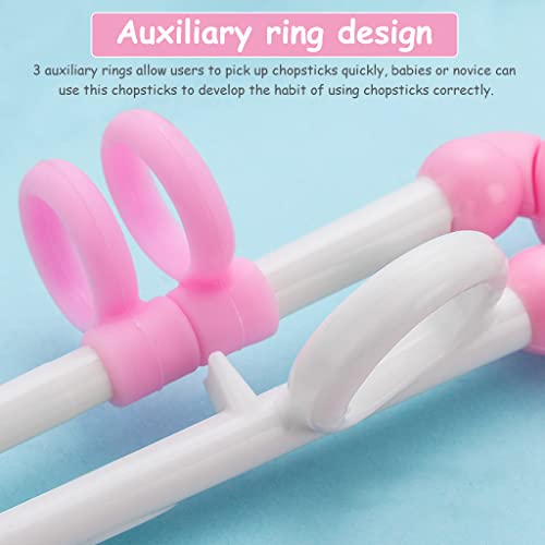 ZIBUYU® Training Chopsticks for Kids and Adults Beginners Learning Auxiliary Holding Position 1-6 Years Left-Handed Right-Handed Pink 1 Pair 3PCS