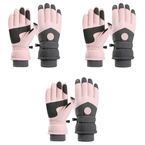 GUSTAVE® Winter Gloves for Women Warm Splashproof Windproof Riding Touch Screen Finger Anti-Slip Design Ski Bike 3PCS