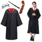 PATPAT® Wizard Costume Robe Set Cosplay Costumes for Women Men School Magic Wizard Cloak with Harry Potter Wands, Tie & Glasses for Adult Teens, Suggest Height 170-175cm