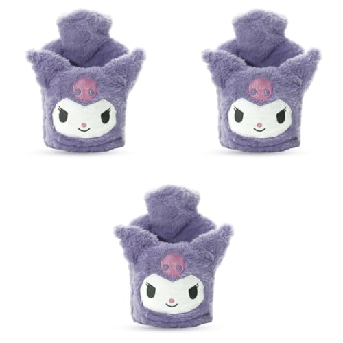 HANNEA® Kuromi Hot Water Bag with Plush Cover Refillable Anti-leakage PVC Period Pain Relief Cramp Back 3 PCS
