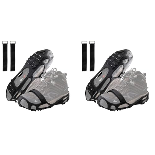 Proberos® Anti-Slip Ice Cleats for Shoes 24 Manganese Steel Spikes with Adjustable Straps Trekking Hiking Winter Snow Grips Outdoor Walking Mountain Climbing Size M 28x11cm 2PCS