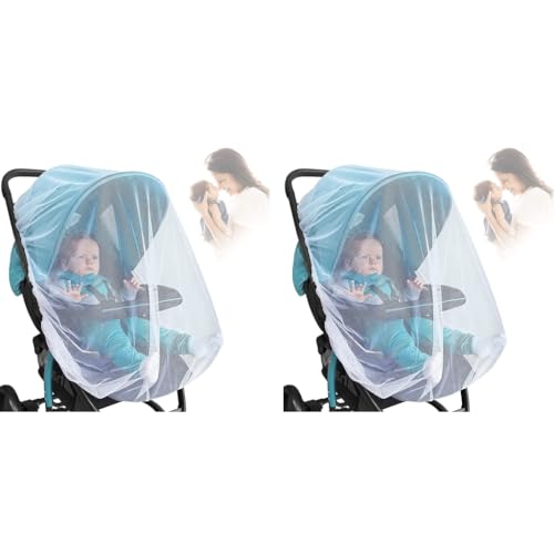 SNOWIE SOFT® Mosquito Net for Baby Carriage Stroller Pram Carriers Car Seats Cradles Plus Size for Kids 0 to 3 Year White 2 PCS