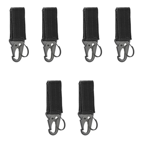 Optifit® 6PCS Outdoor Gear Durable Carabiner Multi Purpose Easy Attachment for Belt Backpack Portable Camping Gadget Hanging Assistance Piece Black
