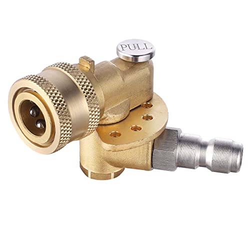HASTHIP® Heavy Duty 240 Degree Nozzle for Pressure Washers with 7 Angles and Safety Lock, 1/4 Brass Quick Connecting Pivoting Coupler Attachment for Cleaning Hard to Reach Area Max 4500 PSI