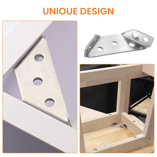 Serplex® 210PCS Shelf Brackets with 60PCS Screws 2MM Thickening Furniture Corner Connector Stainless Steel Angle Heavy Duty for Wooden Panel Woodworking Crafting
