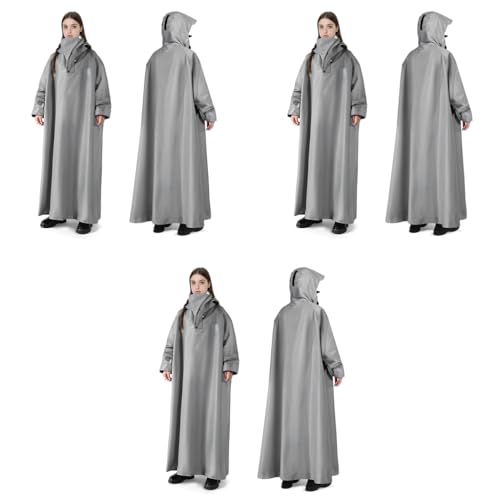 PALAY® Long Rain Coat Waterproof Raincoat for Women Reusable Hooded Poncho with Wide Brim Lightweight for Hiking Travel Motorcycle Riding M 3PCS
