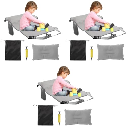 SNOWIE SOFT® 30.7x18.9 Seat Footrest for Kids Travel Sleeping Bed with Inflatable Pillow Packable Extender with Storage Pouch Air Pump Essentials Flight Accessories 3 PCS