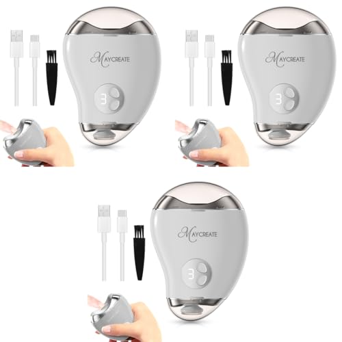 MAYCREATE® USB Baby Nail Trimmer with LED Light 2 in 1 Cordless Clipper Filer Dual Head Rechargeable 3 Speeds Safe Electric for Kids Adults 3PCS