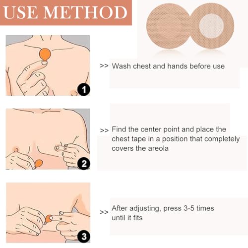 HANNEA® 30-Count Nude Nipple Covers for Men Non-Woven Adhesive Invisible Stick-On Pads for Runners Prevents Chafing and Irritation 2PCS