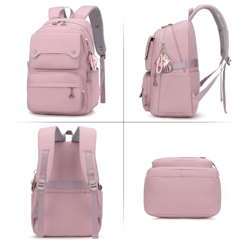 PALAY® Fashion Backpack Student Shoulder Backpack Fashion Pink Travel Backpack Laptop Backpack Multi-pouches 26L Large Capacity School Backpack