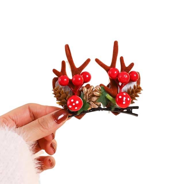 MAYCREATE® Christmas Hair Clips Reindeer Antlers Xmas Hairpins Deer Antler Hair Clip Decorative Christmas Party Accessories for Women and Girls-Multicolor-A