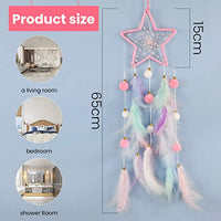 ELEPHANTBOAT® Pink Star Dream Catcher with Lights Handwoven Feather,Wall Decoration for Room,Car,Bedroom,Christmas Gift