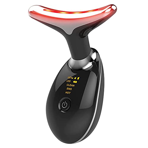 ZIBUYU® Red Light Therapy for Face Mask Therapy Anti Wrinkles EMS LED Face & Skin Rejuvenation for Face & Neck Massager Double Chin Lifting Device Chin Tighten Facial Contour Neck Cream - Black